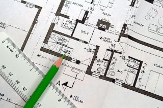 Foto: Hausplan, Bleistift, Lineal
